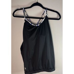 Ellie Tank Top Womens S Black Built In Bra Back Cut Out Fitted Athleisure Ladies
